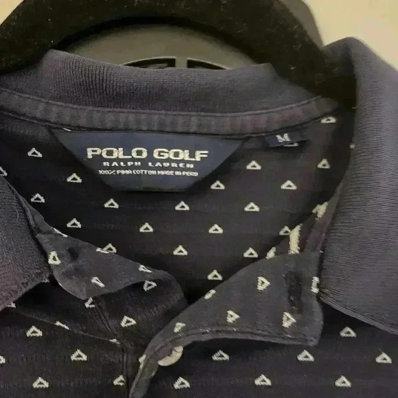 Polo Golf Ralph Lauren Men’s Medium Navy Blue Triangle Design Shirt - Picture 5 of 7